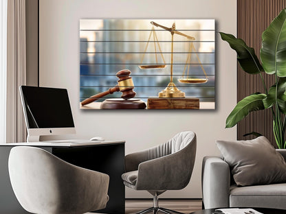 Rustic Wood Wall Art - Justice Wall Art Printed on Wood, Lawyer Office Decor, Judge Gift, Law Wall Art, Judge Hammer Poster, Attorney Gift