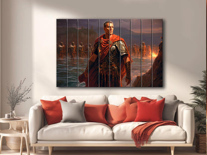 Julius Caesar Wood Print – Roman Wall Art | Crossing Rubicon Painting on Wood