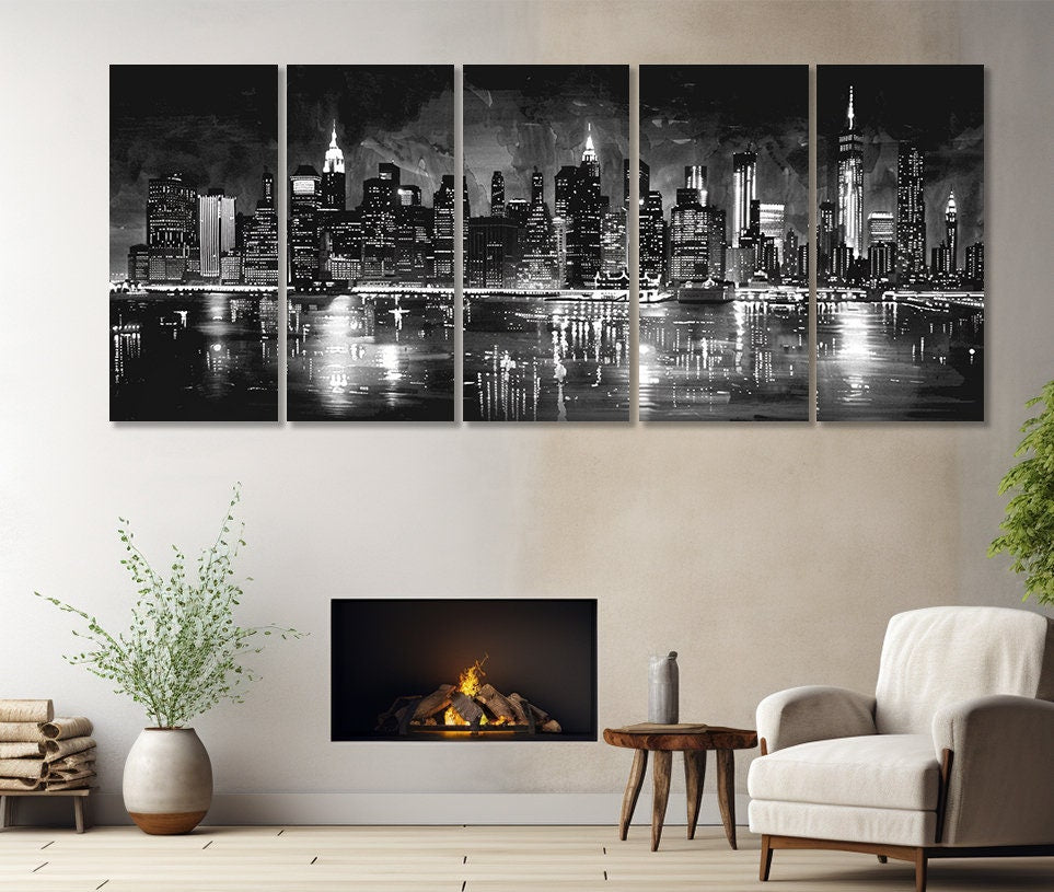 New York Wall Art – Large Black White Canvas Print | Framed Cotton Artwork