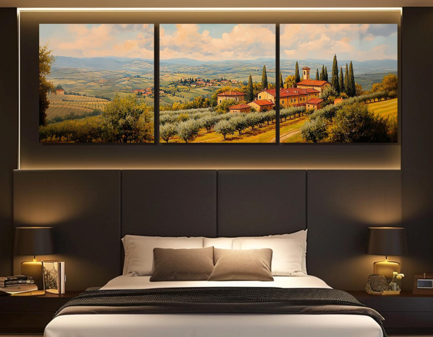 Tuscany Canvas Print - Olive Grove Painting on Cotton Canvas, Ready to Hang Wall Art