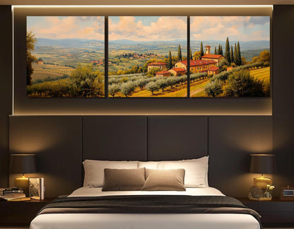 Tuscany Canvas Print - Olive Grove Painting on Cotton Canvas, Ready to Hang Wall Art
