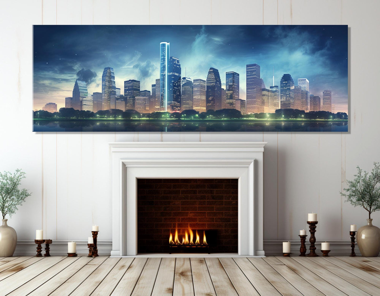 Houston Skyline Canvas - Large Cotton Canvas Print With Gallery Wrapped Frame