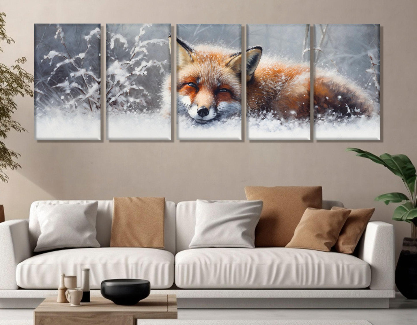 Fox Canvas Print – Cute Winter Forest Art | Framed Fox Painting, Ready to Hang