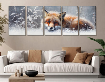 Fox Canvas Print – Cute Winter Forest Art | Framed Fox Painting, Ready to Hang