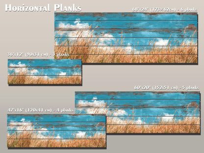 Wheat Field Print Wood – Rustic Landscape Painting | Farmhouse Wall Art Decor