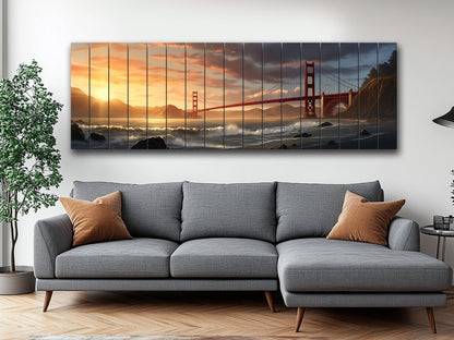 Golden Gate Bridge Wood Art – Rustic San Francisco Wall Decor | UV Printed Wood Panel