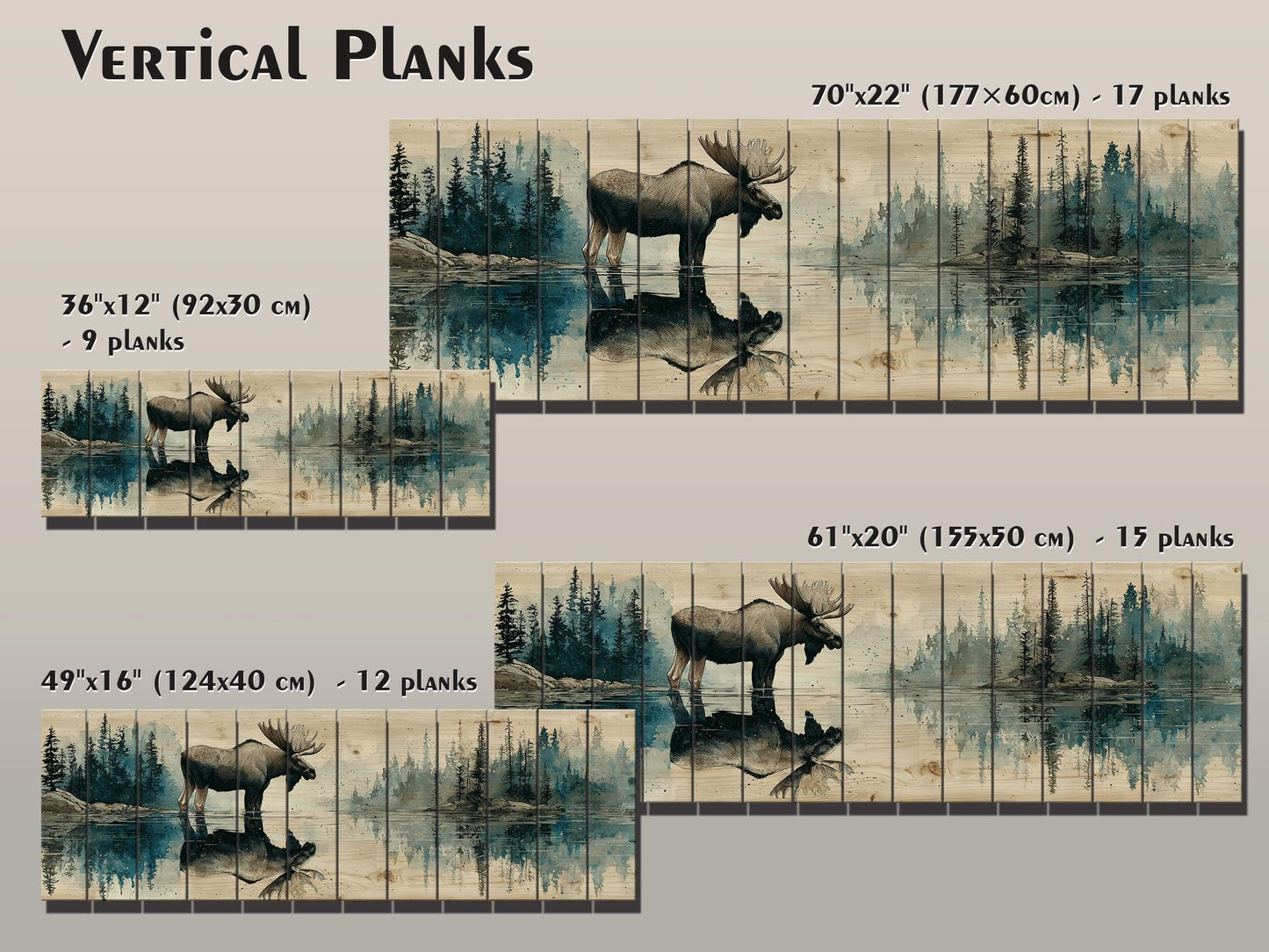 Moose Wood Print - Rustic Hunting Art | Vintage Forest Print on Wood Planks