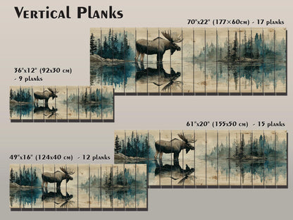 Moose Wood Print - Rustic Hunting Art | Vintage Forest Print on Wood Planks