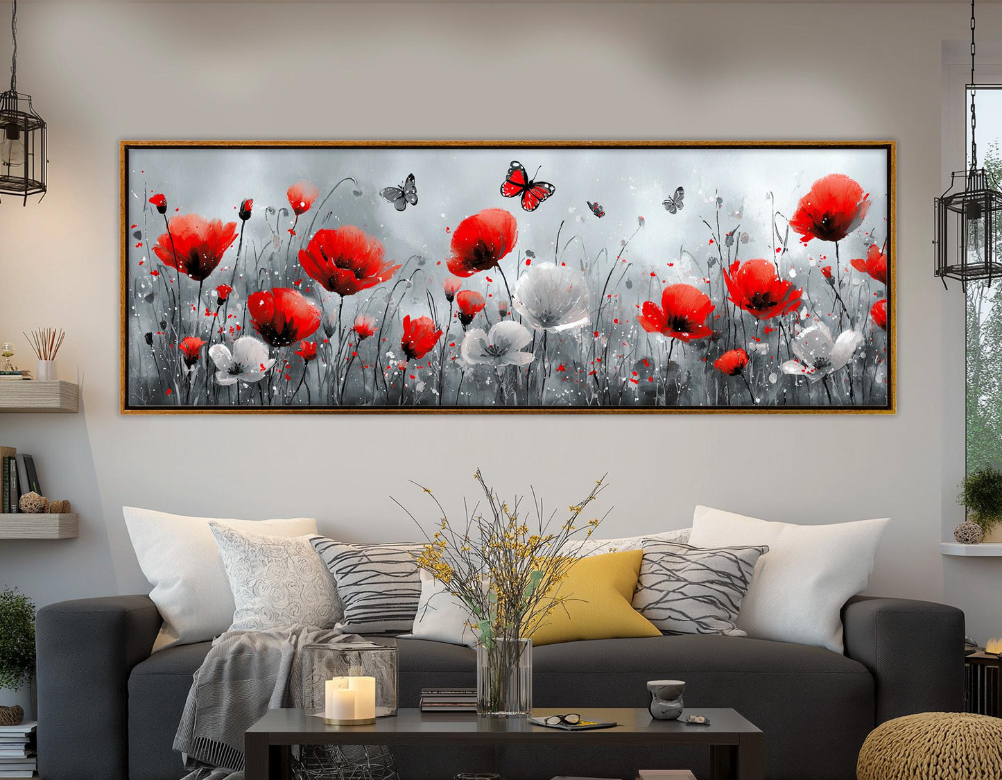 Poppy Field Canvas – Dreamy Watercolor Floral Wall Art | Framed & Ready to Hang