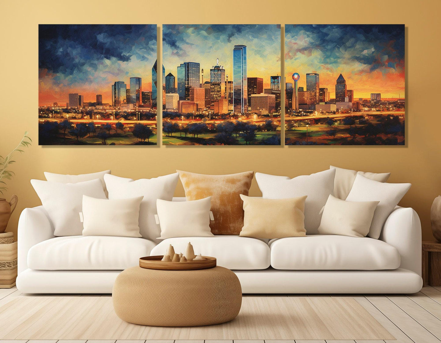 Dallas Canvas Print – Abstract City Painting | Large Gallery Wrapped Canvas Art