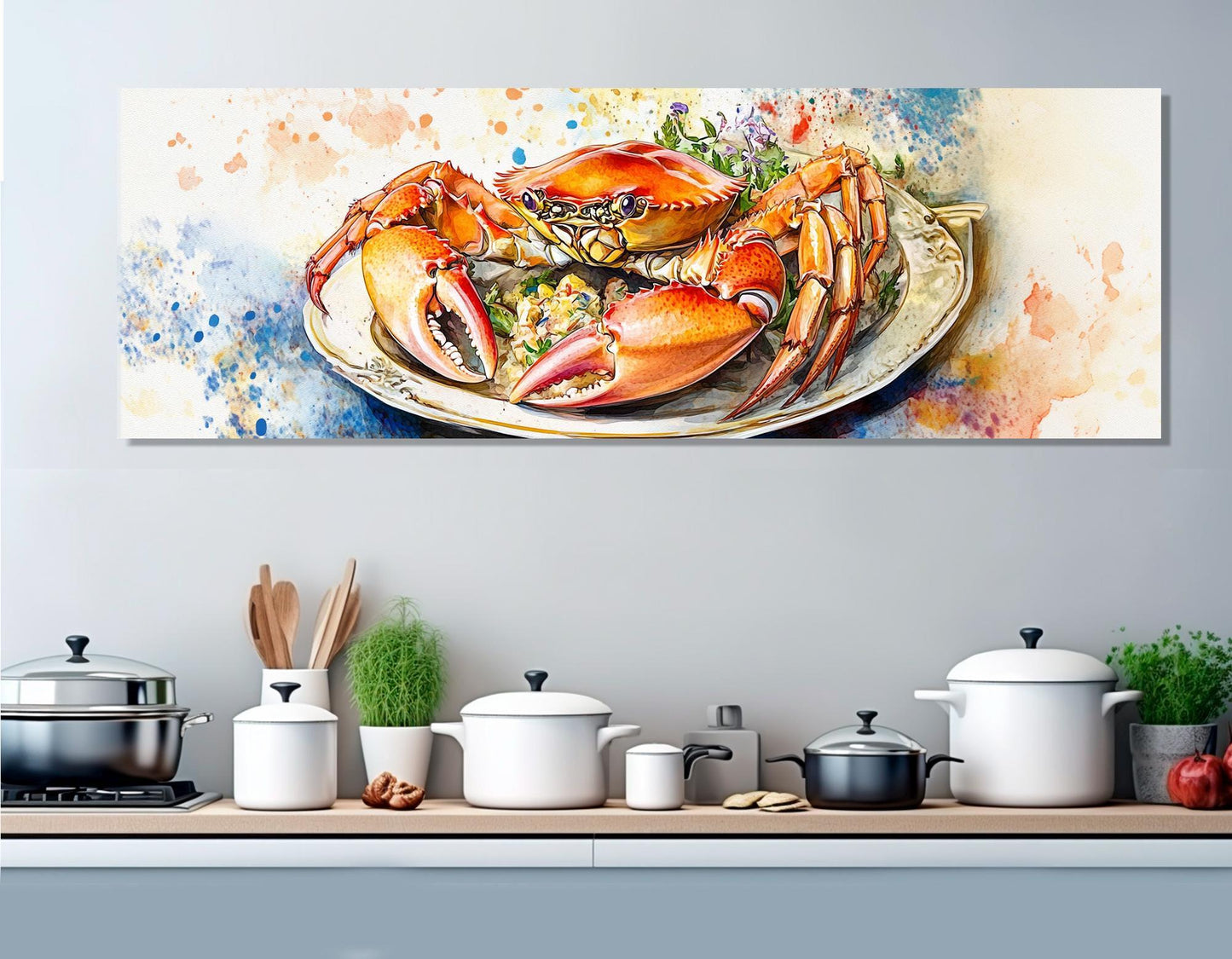Crab Canvas Print – Platter of Crab Art | Kitchen Wall Art, Ready to Hang