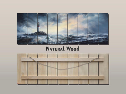 Nautical Wood Wall Art – Scenic Lighthouse Print on Wood | Coastal Home Decor