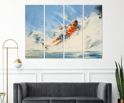 Water Skiing Canvas Print - Abstract Water Skier Wall Art | Framed & Ready to Hang