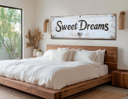 Sweet Dreams Canvas Print, Large Bedroom Sign, Bedroom Wall Decor, Framed and Ready to Hang