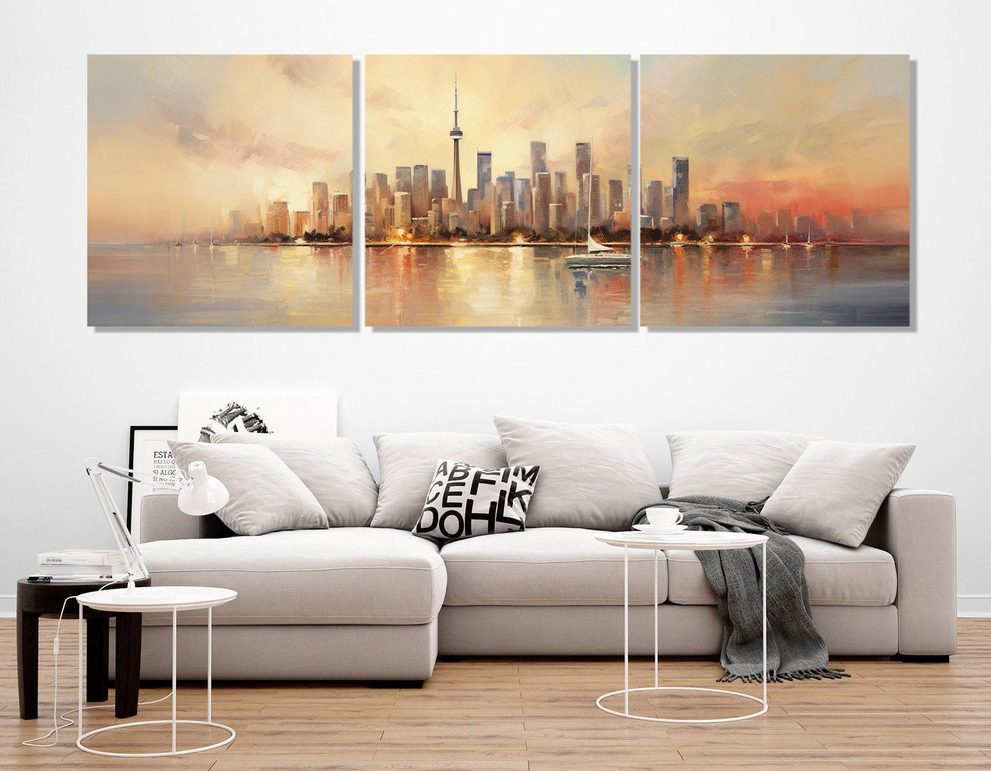 Toronto Wall Art – Abstract City Painting on Gallery Wrapped Canvas, Ready to Hang