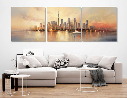 Toronto Wall Art – Abstract City Painting on Gallery Wrapped Canvas, Ready to Hang