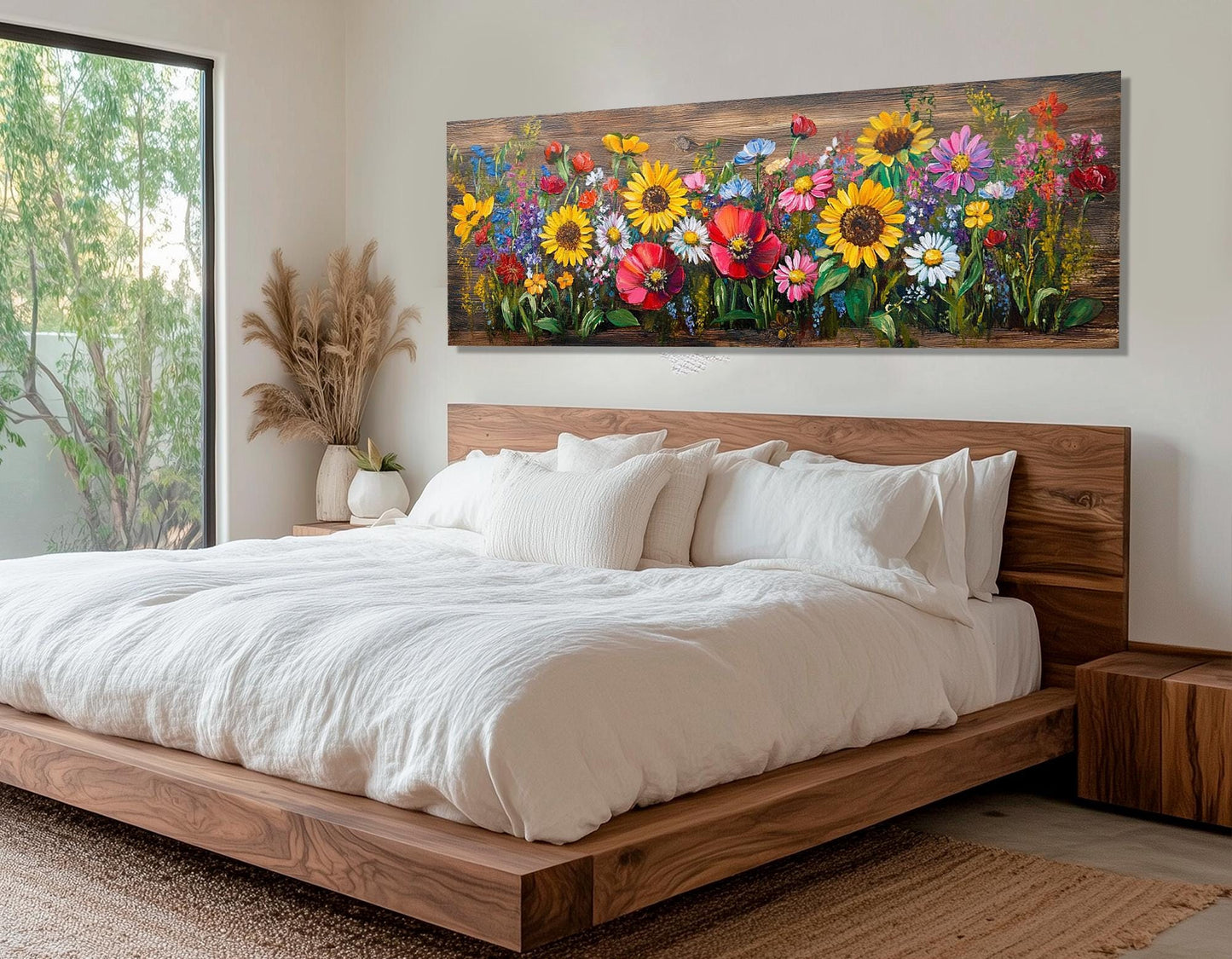 Floral Canvas Print - Daisies Sunflowers Poppies Garden Wall Decor | Ready To Hang