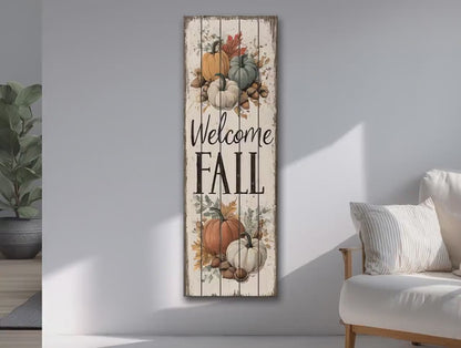 Rustic Wood Wall Art – Welcome Fall Sign | Autumn Pumpkin Wall Decor
