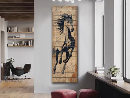 Rustic Wood Wall Art – Wild Horse Silhouette | Farmhouse Wall Decor, Western Style
