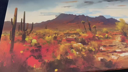 Arizona Desert Canvas | Sonoran Desert Art - Framed Cactus Wall Hanging Ready to Hang