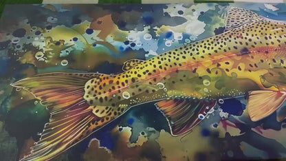 Rainbow Trout Canvas Print – Abstract Fish Canvas | Ready to Hang Fishing Wall Art
