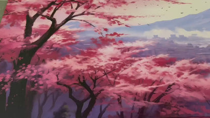 Fuji Mountain Canvas Print - Panoramic Sakura Blossom Japanese Wall Art, Ready to Hang