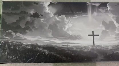 Bible Wall Art – Power of the Cross Framed Canvas Print | Black and White Religious Decor