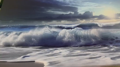 Sea Canvas Art - Large Ocean Waves Canvas Print | Panoramic Wall Art, Ready to Hang